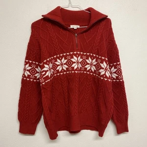 And The Why Snowflake Quarter Zip Sweater Gr. S/M Pullover Winter Urlaub rot - Bild 1 von 9