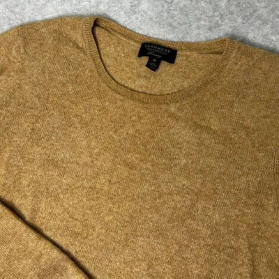 Charter Club 豪华 100% 羊绒圆领毛衣女式 S-M 骆驼棕褐色安静 — 第 1/4 张图片
