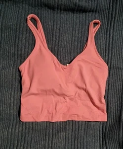Lululemon Pink Align Cropped Tank Top - Size 6 (AU 10) - Picture 1 of 2