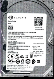 ST4000LM024 P/N: 2U817V-566 F/W: 0001 S/N: WTL0X 4TB JUL 2025 THAILAND SEAGATE - Picture 1 of 2