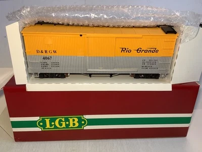 LGB 4067 D-01 Denver y Río Grande Box Car D&RGW ruedas de metal amarillo y plateado Foto 1 de 4