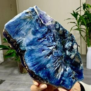 699G Natural transparent blue green purple feather fluorite slice mineral - Picture 1 of 24