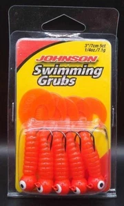 Johnson Swimming Grubs 5 pack 3 in. 1/4 oz Orange/Red Fishing Bait 00D20BL - Picture 1 of 2