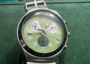 Swatch Wristwatch Chrono Coraggioso Military Green Watch Strap Fabric - Picture 1 of 13