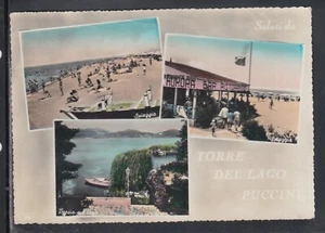 Cartolina Saluti da Torre del Lago Puccini Bar Aurora Spiaggia VEDUTINE IB723 - Bild 1 von 1