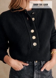 Sezane LUCAS PULLOVER Italy Made Schwarz Pulli Gr. S Brustweite 47 - Bild 1 von 5