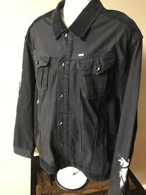 AKOO Embroidered Flowers 4-Pocket Button Up Long Sleeve Western Shirt 3XL Black - Image 1 of 4