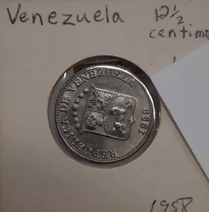1958 Venezuela 12.5 Centimos Copper-Nickel Coin-Y#39 BU - Picture 1 of 3