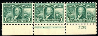 USAstamps Unused VF US 1904 Louisiana Purchase Plate Strip Scott 323 OG MNH, MLH - Image 1 of 2