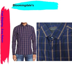 $98 The Mens Store Chocolate Plaid Slim Fit Button Down Shirt M. - Picture 1 of 3