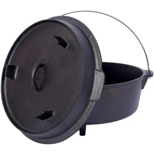 4.5 Quart Qt Pre-Seasoned Cast Iron Dutch Oven with Skillet Lid Outdoor Deep Pot - Picture 1 of 14