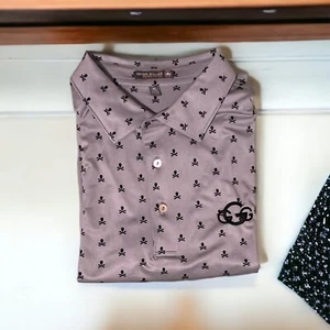 Peter Millar Summer Comfort Men’s Gray Skull & Crossbones ☠️ Polo Extra Large - Picture 1 of 12