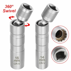 Enchufe de bujía giratorio magnético de pared delgada de 14 mm 16 mm herramientas de extracción de 12 puntos AT - Imagen 1 de 11