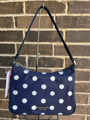 NWT Kate Spade the little better sam nylon small shoulder bag navy Sunshine Dot - Image 1 of 4