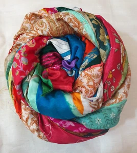 50 yard Unstitched Recycled ART Silk Sari Ribbon Yarn tassel Bright Skeins DS359 - Picture 1 of 7