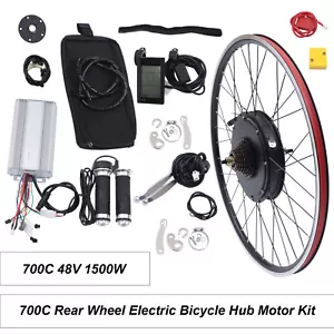 For Electric Bike LCD Display 700C Rear Wheel Hub Motor Conversion Kit 48V 1500W - Picture 1 of 16