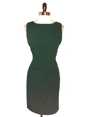 CALVIN KLEIN Size 10 Sheath Dress Green Sleeveless Stretch Knit Knee Length - Image 1 of 4