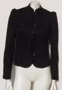 $ 99 INC Damen schwarz Stretch Ponte Strick Perlen tailliert Militär Jacke Top Gr. S - Bild 1 von 6