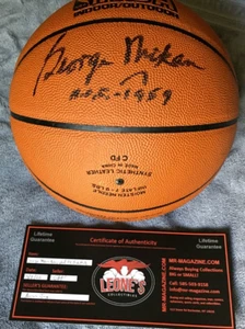GEORGE MIKAN BASKET AUTOGRAFATO CERTIFICATO NBA 50 GREATEST - Foto 1 di 11
