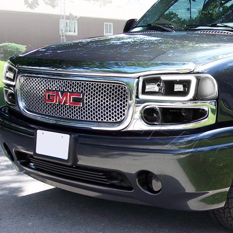 FAROS LED + PARACHOQUES CON LÁMPARA REFLECTORA TRANSPARENTE APTOS PARA GMC YUKON/SIERRA DENALI NEGRO DRL Foto 1 de 4