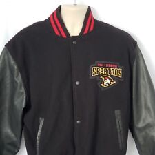 Canada Sportswear Bomber Letterman Jacket Size M Black Melton Leather Wool Blend