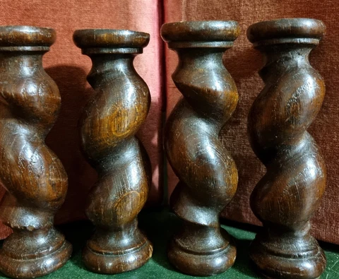 4 Barley twist turned spindle Column 5" - Antique french architectural salvage Cover