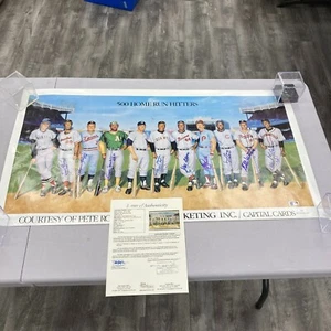 Willie Mays Hank Aaron 500 Home Run Club Signed Litho Photo 9 Sigs JSA COA - Picture 1 of 8