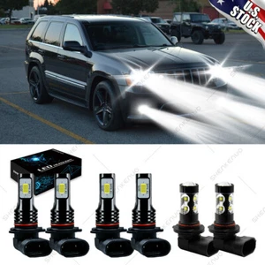 For Jeep Grand Cherokee 2005-2010 6x 6000K White LED Headlight + Fog Light Bulbs - Picture 1 of 12