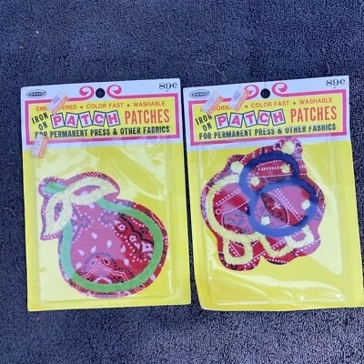 2 Vintage NOS Penn Iron On Patchwork Patch Style Pear Pepper Hippo 4 1/2 B14 - Image 1 of 4