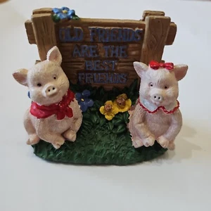 1997 Hermitage Pottery Old Friends Are The Best Friends Schwein Schweinchen Figur - Bild 1 von 9