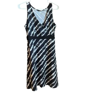 LOLA Striped Sport Dress Size Small V Neck Sleeveless Sundress Black White - Picture 1 of 5