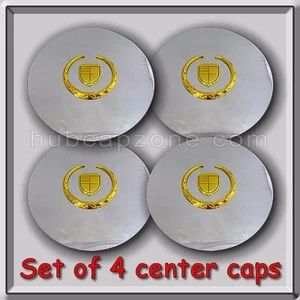 Set 4 Chrome Gold Cadillac Deville Wheel Center Caps 1995-1999 Replica Hubcaps - Picture 1 of 3