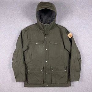 Fjallraven Greenland Winter Jacket Mens Large Olive Green Sherpa Lining Hooded - Picture 1 of 16