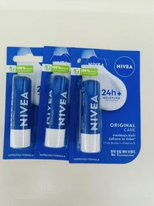 3X Nivea Original Care Caring Long Lasting Moisturising Lip Balm 4.8g - Picture 1 of 8