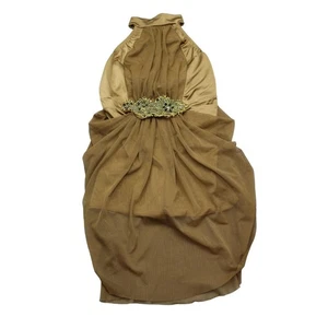 Kelle Dress Girls L Gold Sleeveless Halter Neck Open Back Strap Lyrical Costume - Picture 1 of 17