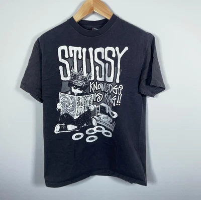 VTG Stussy Knowledge Is King T-Shirt Adult Large Black Double Sided B-Boy - Image 1 of 4