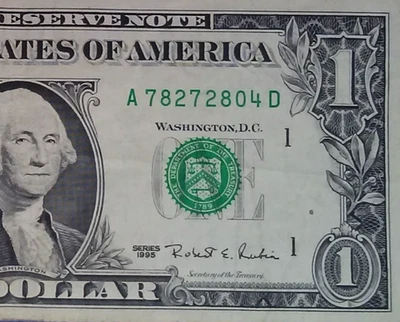 **WEB PRESS NOTE** ((EXPERIMENTAL)) $1 1995 Plate #6/8 Federal Reserve Note - Image 1 of 3