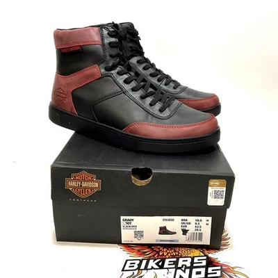 NEW Harley Mens Size 10.5 Grady 5.25" Black and Red Sneaker Boots D93856-10.5 - Image 1 of 4