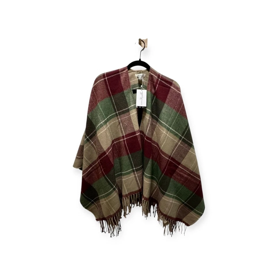 Simply Noelle Acrylic Poncho Wrap Red Green Color New  (One Size Fits All) - Image 1 of 4