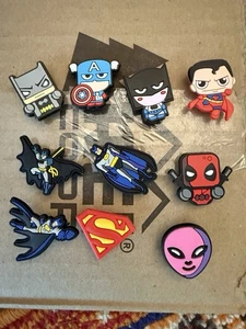 Lot of 10 Shoe Charms - Batman Superman Deadpool Captain America - Picture 1 of 1