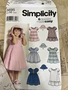 Simplicity Sewing Pattern 5695 Dress Size BB 2-3-4 Partially Cut - See Photos - Picture 1 of 4