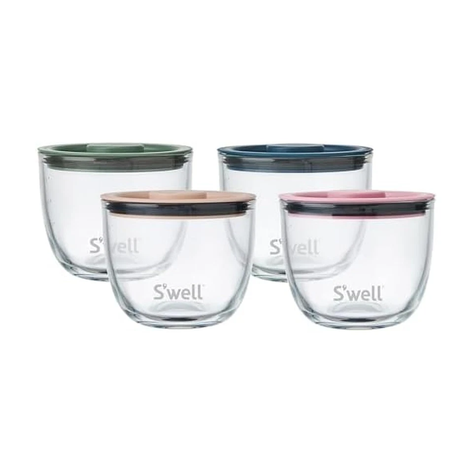 Juego de 4 cuencos de preparación de vidrio S'well de 12 oz, diseño de anidación, fácil preparación de comidas Foto 1 de 4