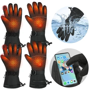 1-2Pair Heated Gloves Electric Rechargeable Hand Warm Windproof Thermal Winter - Picture 1 of 22