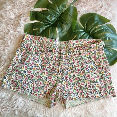 Pantalones Cortos Madewell Verano Blanco Colorido Ditsy Floral Corte Denim Tiro Medio Talla 27 Foto 1 de 4