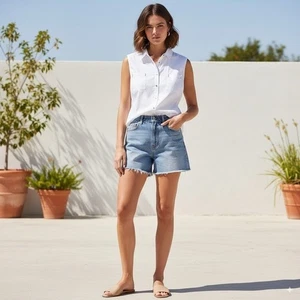 Avenue Damen ärmelloses weißes geknöpftes Shirt Top 30/32 Übergröße neu mit Etikett $ 50 - Bild 1 von 9