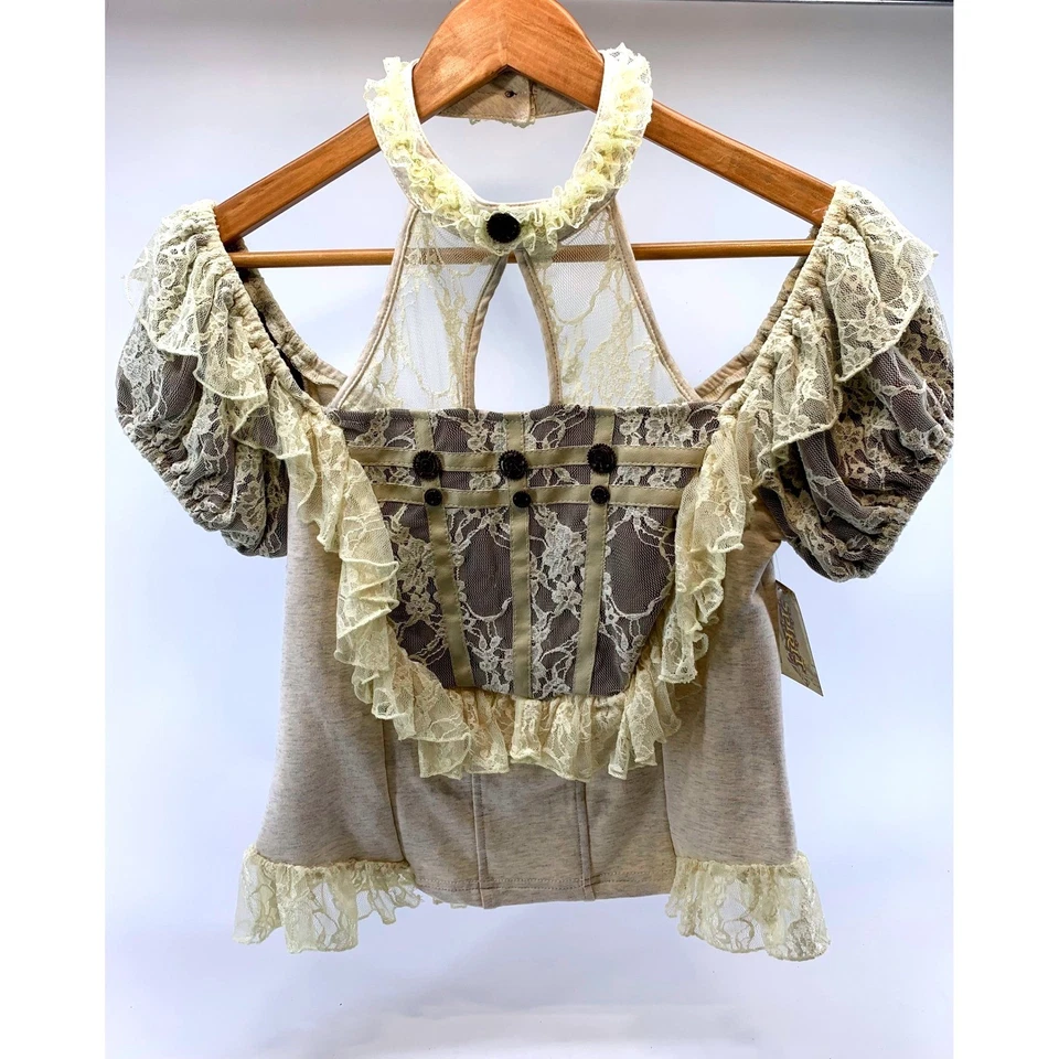 Готический Лолита стимпанк кружева холодные плечи оборки верхний косплей большой - Изображение 1 из 4
