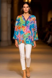 NEW THE SWANK RESORT UNDADASEE MILANO SHIRT TOP BLOUSE 3 / 18 . - Picture 1 of 7