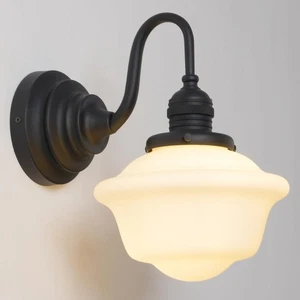 Vintage Wall Sconce Light Hardwire Black Bathroom Vanity Light with Frosted M... - Picture 1 of 8