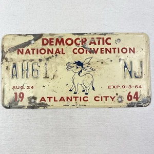 Vintage 1964 Democratic National Convention Atlantic City License Plate - Picture 1 of 2