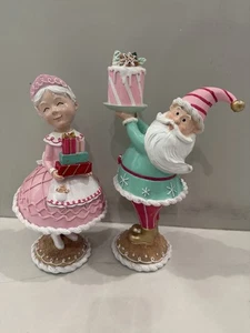 DARLING new Pastel Christmas Gingerbread  Mrs. Clause & Santa Figurines Decor - Picture 1 of 6